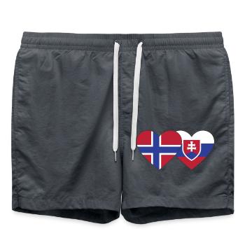 Norway Slovakia Flag Heart - Swim Trunks - anthracite - Front - AI Model Male 185 light (185cm)