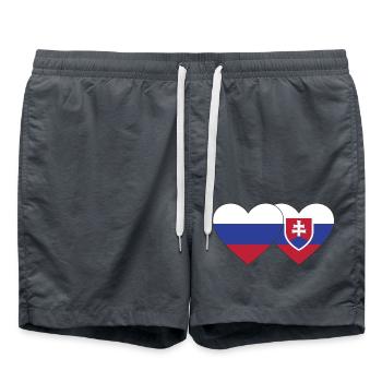 Russia Slovakia Flag Heart - Swim Trunks - anthracite - Front - AI Model Male 185 light (185cm)