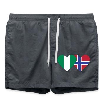 Nigéria Norvège Flag Coeur - Short de bain - charbon - Devant - AI Model Male 185 light (185cm)