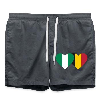 Nigeria Belgium Flag Heart - Swim Trunks - anthracite - Front - AI Model Male 185 light (185cm)