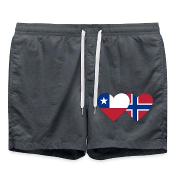 Chile Norwegen Flagge Herz - Badeshorts - Anthrazit - Vorne - AI Model Male 185 light (185cm)