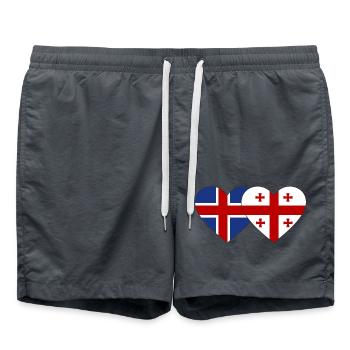 Island Georgien Flagge Herz - Badeshorts - Anthrazit - Vorne - AI Model Male 185 light (185cm)
