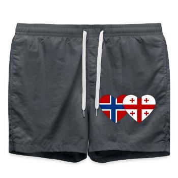 Norway Georgia Flag Heart - Swim Trunks - anthracite - Front - AI Model Male 185 light (185cm)