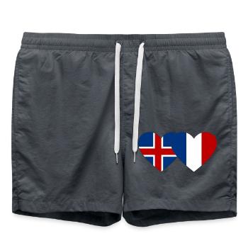 Islande France Flag Coeur - Short de bain - charbon - Devant - AI Model Male 185 light (185cm)