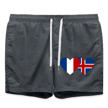 Frankreich Island Flagge Herz - Badeshorts - Anthrazit - Vorne - AI Model Male 185 light (185cm)