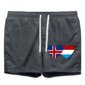 Island Luxemburg Flagge Herz - Badeshorts - Anthrazit - Vorne - AI Model Male 185 light (185cm)