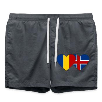 Roumanie Islande Flag Heart - Short de bain - charbon - Devant - AI Model Male 185 light (185cm)
