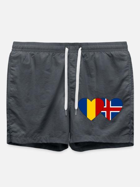 Romania Iceland Flag Heart - Swim Trunks - anthracite