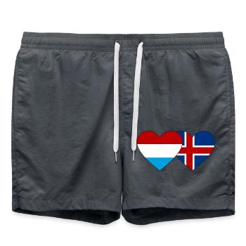 Luxembourg Iceland Flag Heart - Swim Trunks - anthracite - Front - AI Model Male 185 light (185cm)