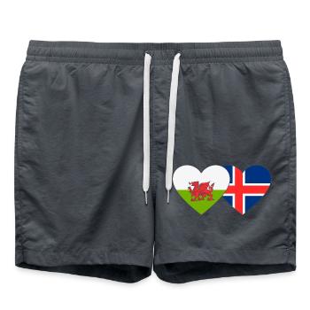 Wales Iceland Flag Heart - Swim Trunks - anthracite - Front - AI Model Male 185 light (185cm)
