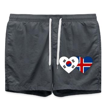 South Korea Iceland Flag Heart - Swim Trunks - anthracite - Front - AI Model Male 185 light (185cm)