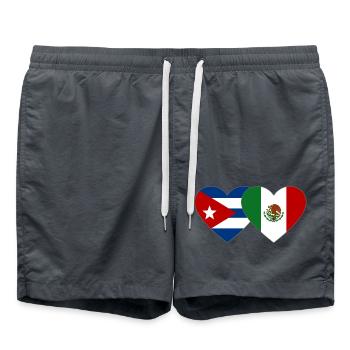 Cuba Mexico Flag Heart - Swim Trunks - anthracite - Front - AI Model Male 185 light (185cm)