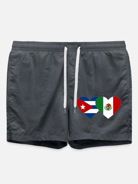 Cuba Mexico Flag Heart - Swim Trunks - anthracite