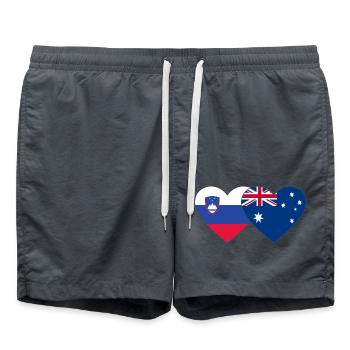Slowenien Australien Flagge Herz - Badeshorts - Anthrazit - Vorne - AI Model Male 185 light (185cm)