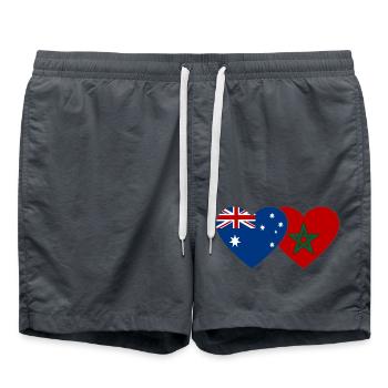 Australien Marokko Flagge Herz - Badeshorts - Anthrazit - Vorne - AI Model Male 185 light (185cm)