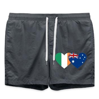Ireland Australia Flag Heart - Swim Trunks - anthracite - Front - AI Model Male 185 light (185cm)