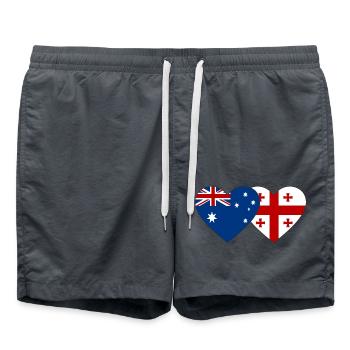 Australien Georgien Flagge Herz - Badeshorts - Anthrazit - Vorne - AI Model Male 185 light (185cm)