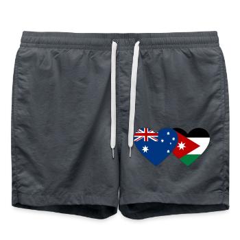 Australie Jordanie Flag Heart - Short de bain - charbon - Devant - AI Model Male 185 light (185cm)