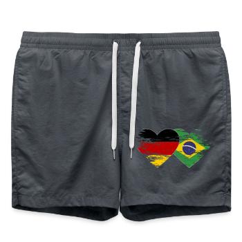 Germany Brazil flag used heart - Swim Trunks - anthracite - Front - AI Model Male 185 light (185cm)