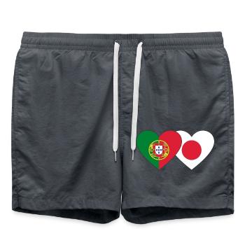 Portugal Japan Flagge Herz - Badeshorts - Anthrazit - Vorne - AI Model Male 185 light (185cm)