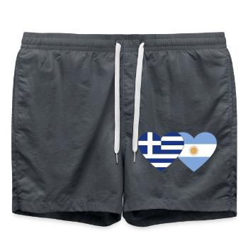 Greece Argentina Flag Heart - Swim Trunks - anthracite - Front - AI Model Male 185 light (185cm)