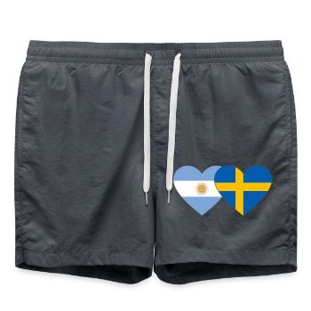 Coeur de drapeau Argentine Suède - Short de bain - charbon - Devant - AI Model Male 185 light (185cm)