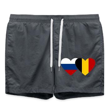 Russia Belgium Flag Heart - Swim Trunks - anthracite - Front - AI Model Male 185 light (185cm)