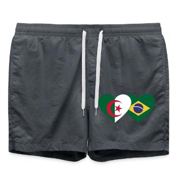 Algeria Brazil Flag Heart - Swim Trunks - anthracite - Front - AI Model Male 185 light (185cm)