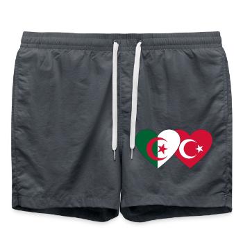Algeria Turkey Flag Heart - Swim Trunks - anthracite - Front - AI Model Male 185 light (185cm)