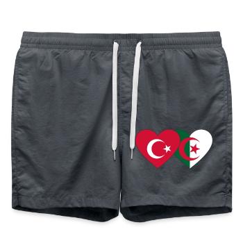 Turquie Algérie Drapeau Coeur - Short de bain - charbon - Devant - AI Model Male 185 light (185cm)
