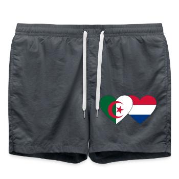 Algeria Holland Flag Heart - Swim Trunks - anthracite - Front - AI Model Male 185 light (185cm)