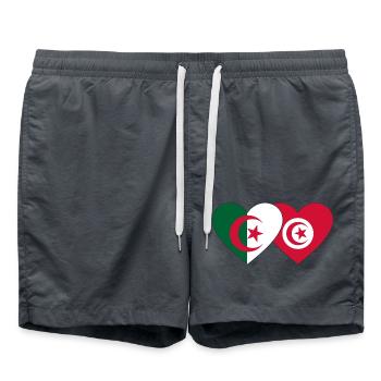 Algérie Tunisie Drapeau Coeur - Short de bain - charbon - Devant - AI Model Male 185 light (185cm)