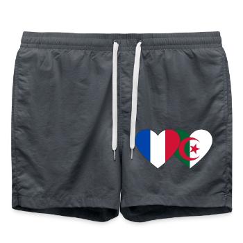 France Algeria Flag Heart - Swim Trunks - anthracite - Front - AI Model Male 185 light (185cm)