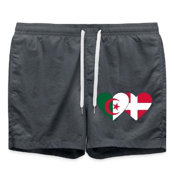 Algérie Danemark Drapeau Coeur - Short de bain - charbon - Devant - AI Model Male 185 light (185cm)