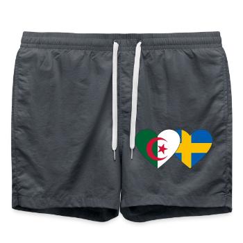 Algérie Suède Drapeau Coeur - Short de bain - charbon - Devant - AI Model Male 185 light (185cm)