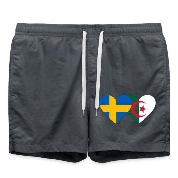 Suède Algérie Drapeau Coeur - Short de bain - charbon - Devant - AI Model Male 185 light (185cm)
