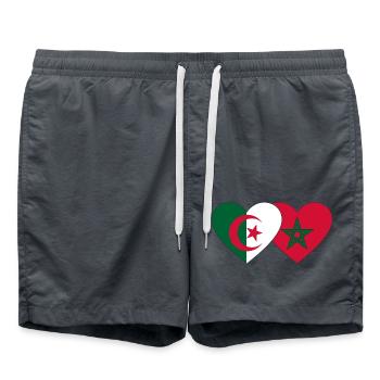 Algeria Morocco Flag Heart - Swim Trunks - anthracite - Front - AI Model Male 185 light (185cm)