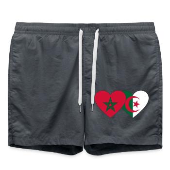 Morocco Algeria Flag Heart - Swim Trunks - anthracite - Front - AI Model Male 185 light (185cm)