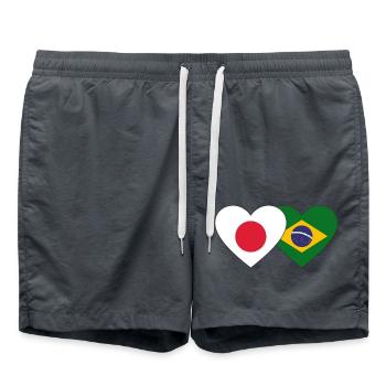 Japan Brazil Flag Heart - Swim Trunks - anthracite - Front - AI Model Male 185 light (185cm)