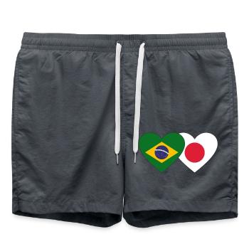 Brazil Japan Flag Heart - Swim Trunks - anthracite - Front - AI Model Male 185 light (185cm)