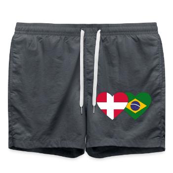 Denmark Brazil Flag Heart - Swim Trunks - anthracite - Front - AI Model Male 185 light (185cm)