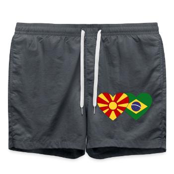 Macédoine Brésil Drapeau Coeur - Short de bain - charbon - Devant - AI Model Male 185 light (185cm)
