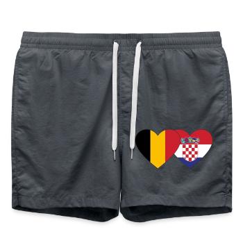 Belgique Croatie Flag Coeur - Short de bain - charbon - Devant - AI Model Male 185 light (185cm)