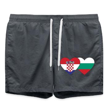 Croatie Bulgarie Flag Coeur - Short de bain - charbon - Devant - AI Model Male 185 light (185cm)