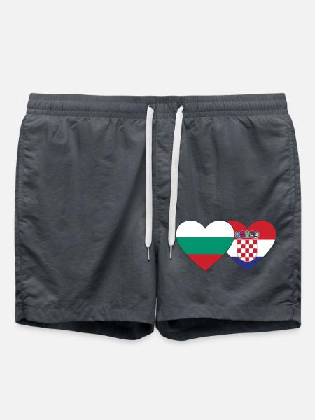 Bulgaria Croatia Flag Heart - Swim Trunks - anthracite