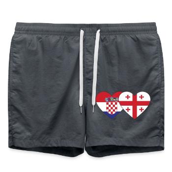 Croatia Georgia Flag Heart - Swim Trunks - anthracite - Front - AI Model Male 185 light (185cm)