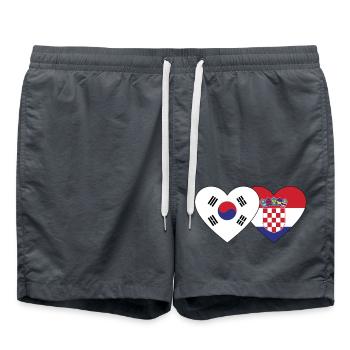 Corée du Sud Croatie Drapeau Coeur - Short de bain - charbon - Devant - AI Model Male 185 light (185cm)