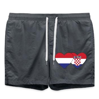 Holland Kroatien Flagge Herz - Badeshorts - Anthrazit - Vorne - AI Model Male 185 light (185cm)