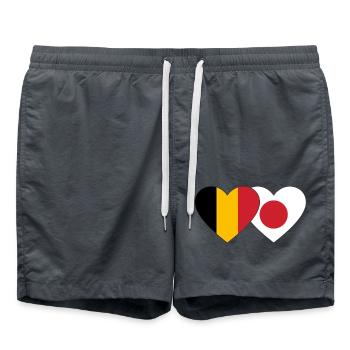 Belgium Japan Flag Heart - Swim Trunks - anthracite - Front - AI Model Male 185 light (185cm)