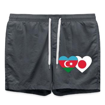 Azerbaijan Japan Flag - Swim Trunks - anthracite - Front - AI Model Male 185 light (185cm)